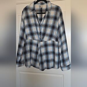 Cato Blue, Black and White Checkered Shirt Size XL